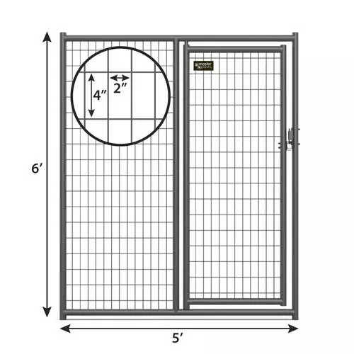 Master Paws 6' H X 5' W Commercial Grade Welded Wire Kennel Gate 3 Master Paws 6' H X 5' W Commercial Grade Welded Wire Kennel Gate - Image 2