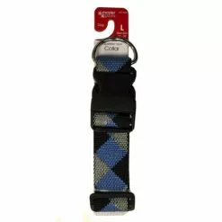 Master Paws® Adjustable Blue & Black Patterned Nylon Dog Collar - Large