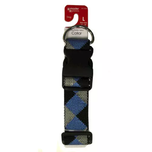 Master Paws® Adjustable Blue & Black Patterned Nylon Dog Collar - Large 3 Master Paws® Adjustable Blue & Black Patterned Nylon Dog Collar - Large