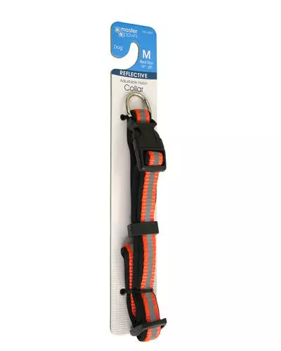 Master Paws® Adjustable Orange Reflective Nylon Dog Collar - Medium 3 Master Paws® Adjustable Orange Reflective Nylon Dog Collar - Medium