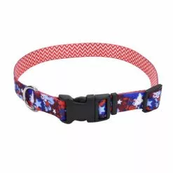 Master Paws® Red & Blue Stars Adjustable Nylon Dog Collar - Small