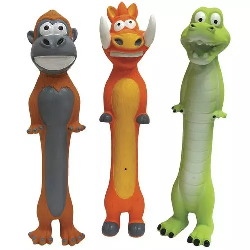 Master Paws® Longies Latex Dog Toy With Squeaker - Assorted 3 Master Paws® Longies Latex Dog Toy With Squeaker - Assorted